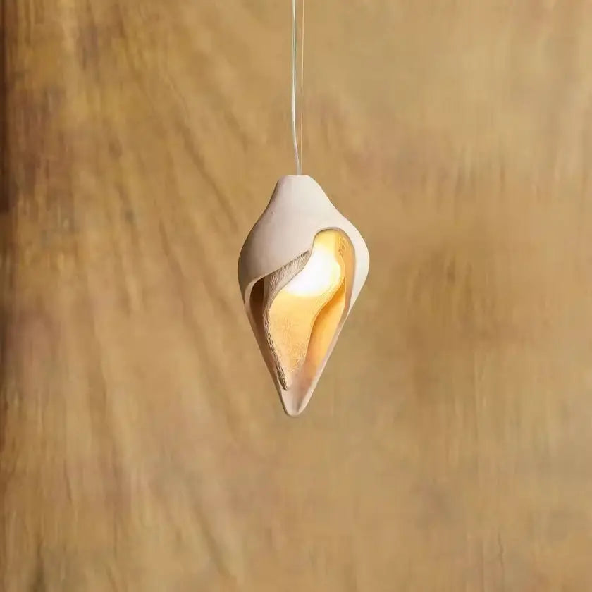 Afralia™ Gypsum Conch Pendant Lamp, Wabi Sabi Style for Living Room, Bedroom, and Staircase