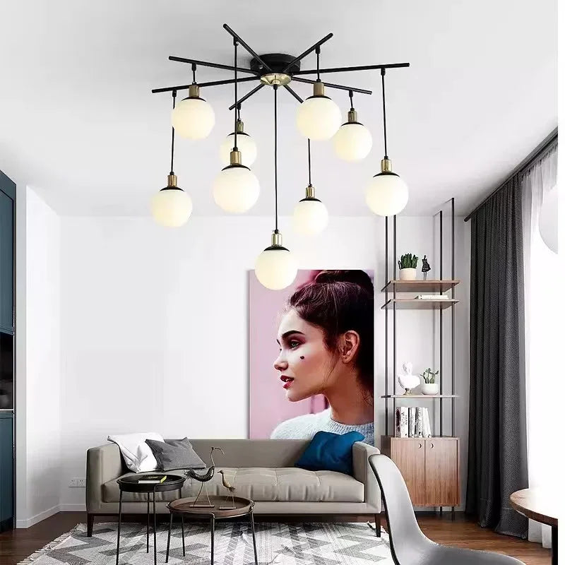 Afralia™ Art Glass Ball Molecule Chandelier for Living Room, Children's Room, Study & Home Decor