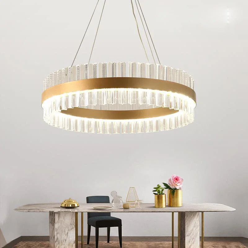 Afralia™ Crystal LED Ring Chandelier | Modern Pendant Light Fixture