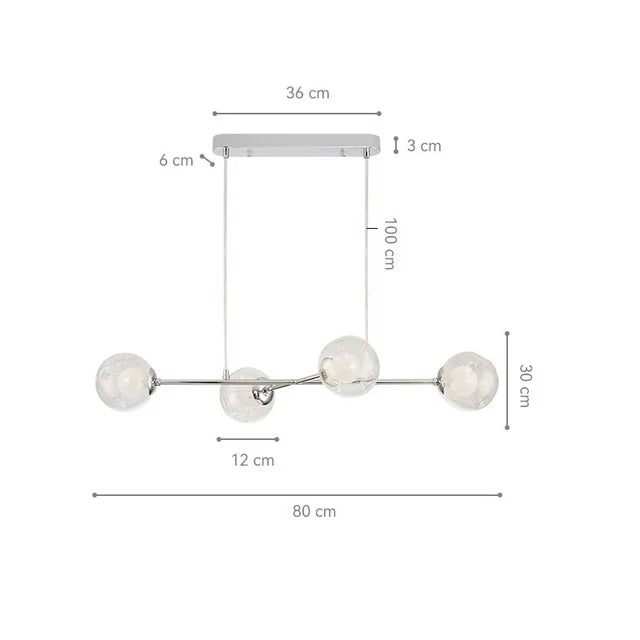 Afralia™ Modern Chrome Finish Clear Glass Chandelier Pendant for Dining Living Bedroom