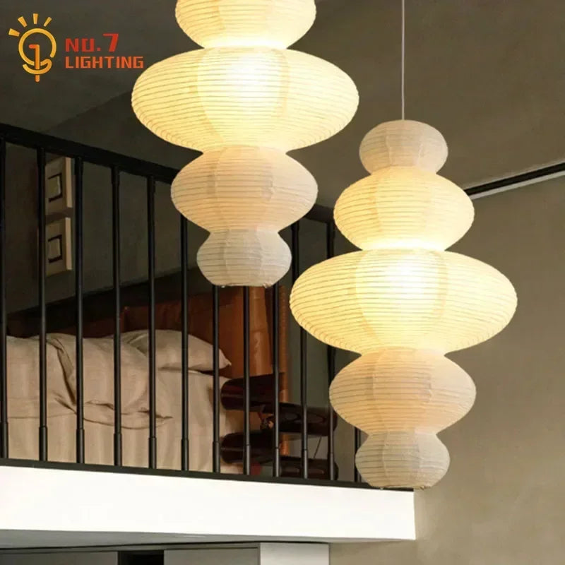 Afralia™ Wabi-sabi Rice Paper Pendant Lights - Ceiling Hanging Lamp for Living Room