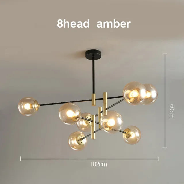 Afralia™ Modern Golden/Black Glass Chandeliers for Home and Commercial Spaces