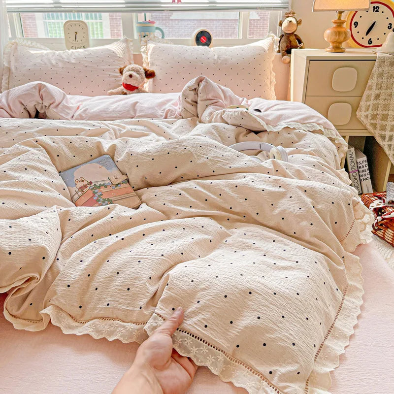 Afralia™ Hollow Lace Summer Quilt Set - Skin-Friendly Duvet Cover Kit - Flower Print Bedding