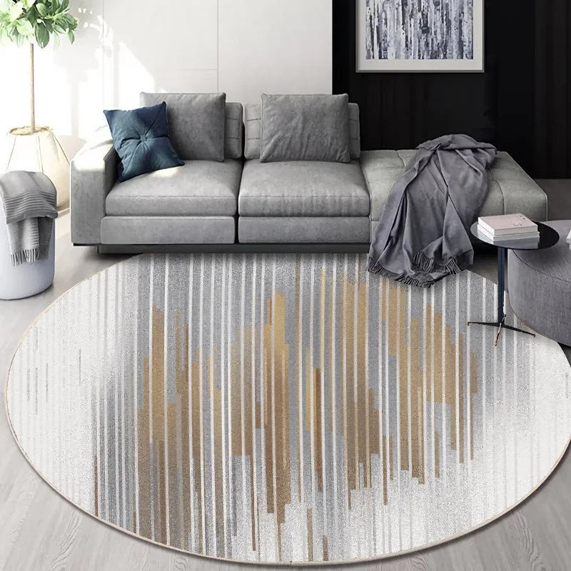 Afralia™ Circular Geometric Cashmere Floor Mat for Living Room, Stain Resistant & Easy-Clean