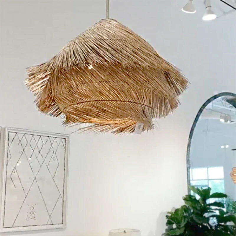 Afralia™ Wicker Pendant Lamp - Handcrafted Japanese Style Rattan Hanging Light