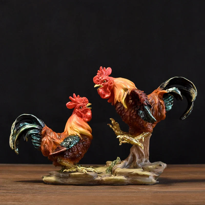 Afralia™ Rooster Resin Handicraft Outdoor Garden Ornament for Ranch Micro Landscapes