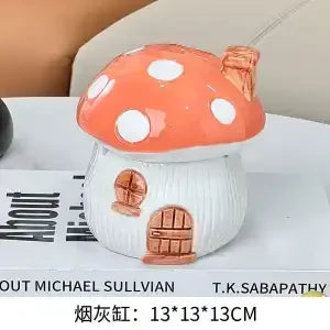 Afralia™ Mushroom Ceramic Ashtray with Lid – Home Art Decor, Countertop Ornament & Gift