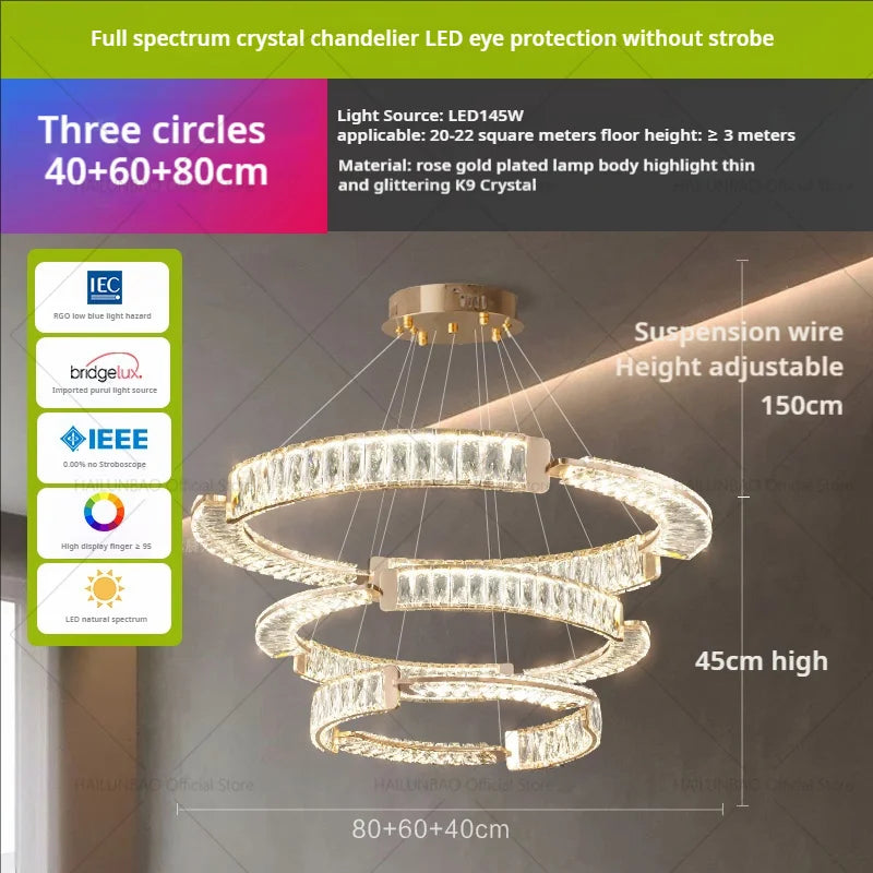 Afralia™ Light Luxury Crystal Chandelier for Elegant Living & Dining Atmosphere