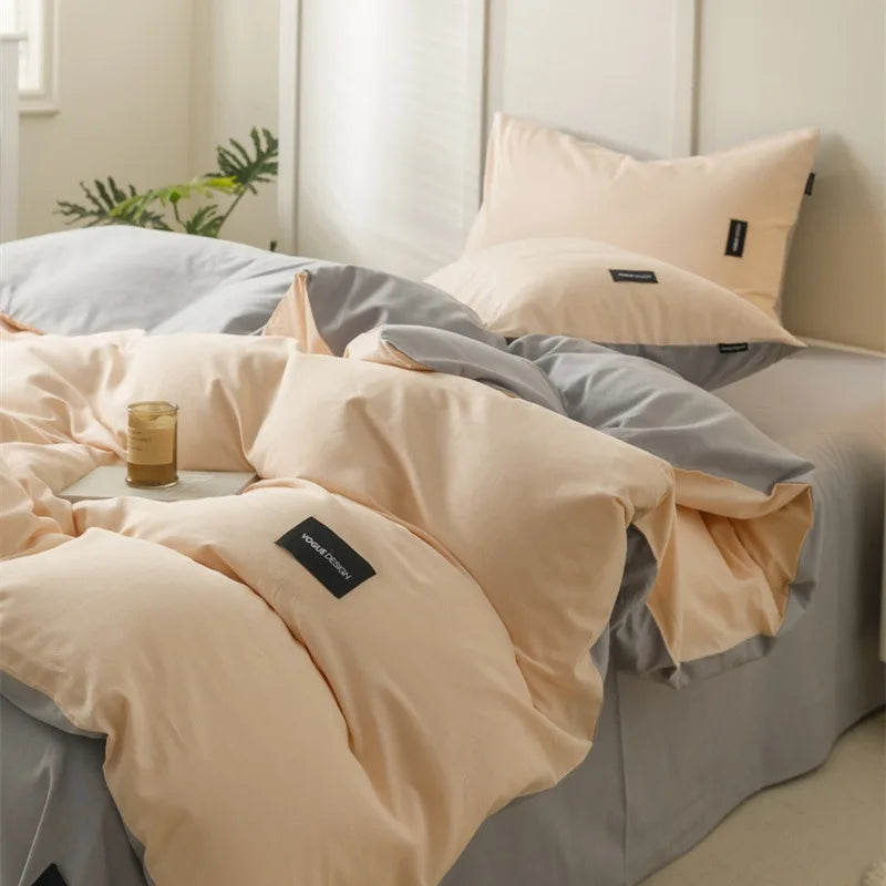 Afralia™ Double-Sided Color Matching Cotton Bedding Set for Adults