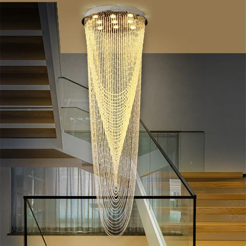 Afralia™ Luxury Crystal Ceiling Light for Home, Stairs & Restaurant Lighting