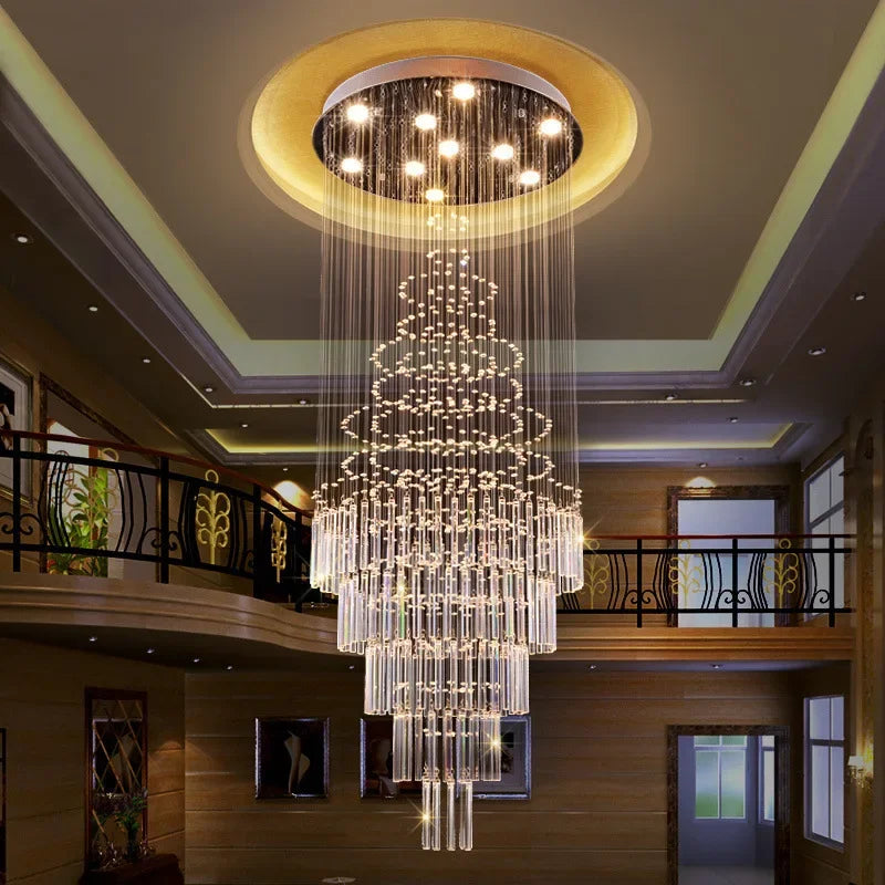 Afralia™ LED Crystal Staircase Chandelier: Elegant Lighting for Home, Hotel, and Restaurant