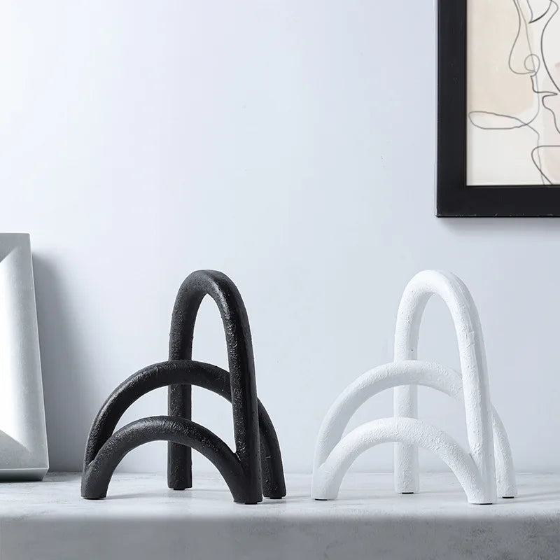 Afralia™ Abstract Resin Geometry Arch Decor Figurine Craft for Home Decor