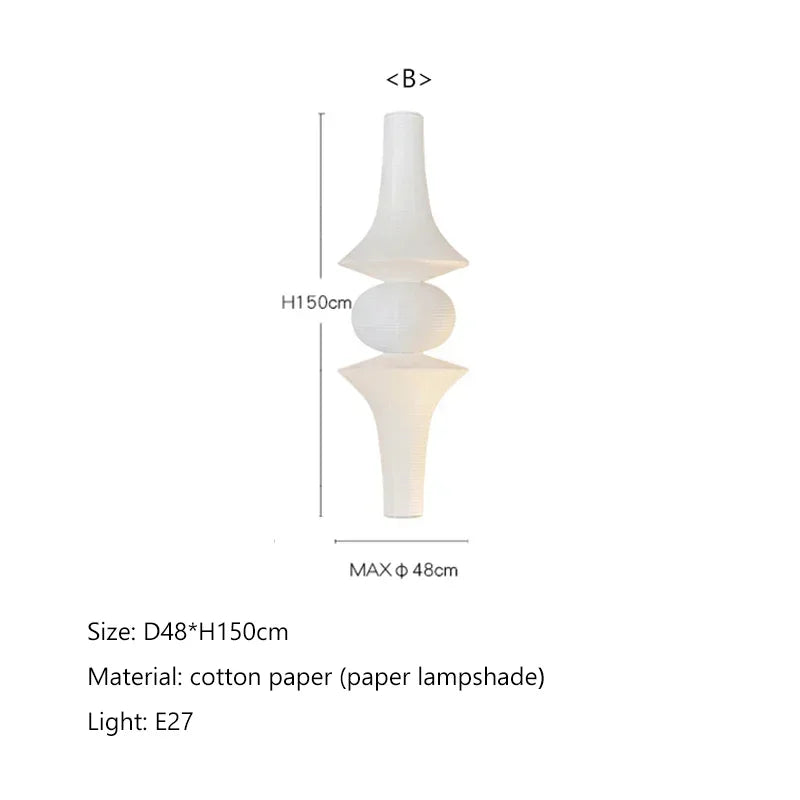 Afralia™ Japanese Cotton Paper Pendant Lamp Wabi Sabi Chandelier with E27 Bulb