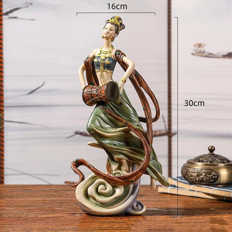 Afralia™ Chinese Goddess Fairy Sculpture Musical Instrument Home Decor Figurine