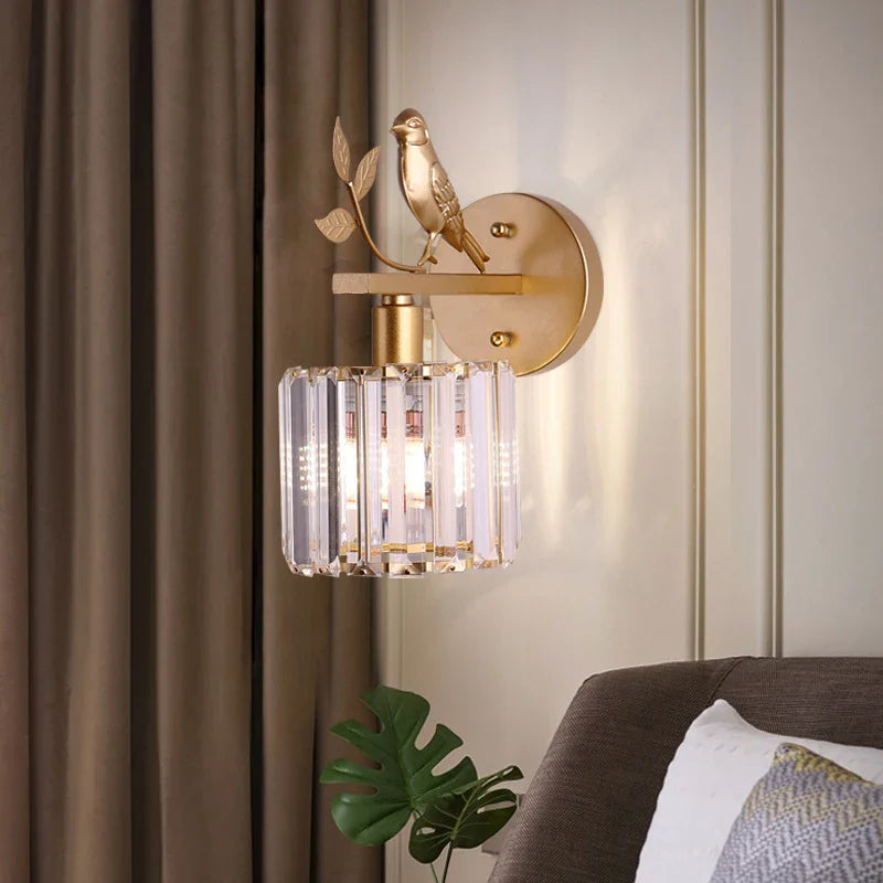 Afralia™ Crystal Bird Wall Lamp: Modern Retro Luxury Light for Living Room Bedroom Aisle