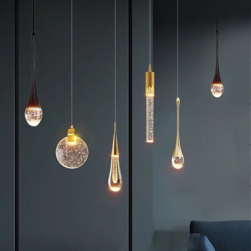 Afralia™ Modern Crystal Chandelier Bubble LED Hanging Lights for Dining Living Room Kitchen Bedroom