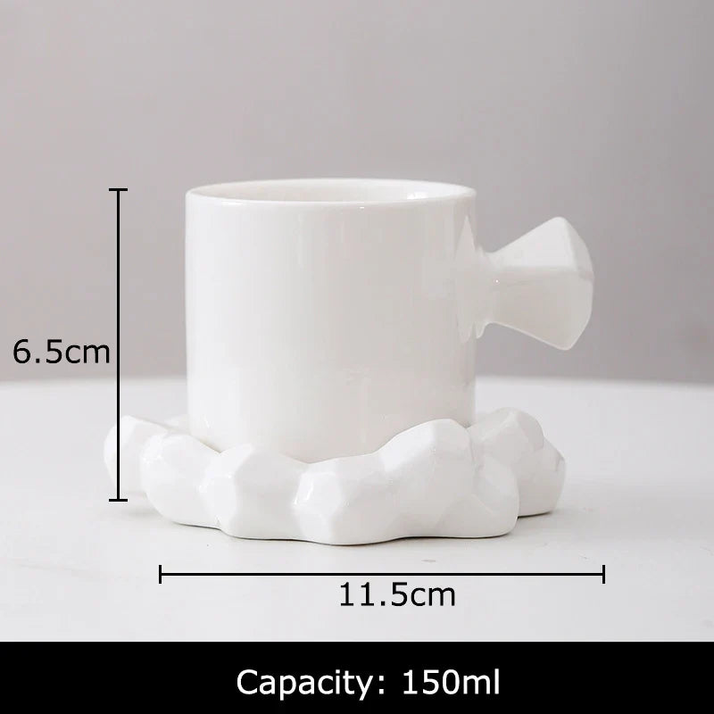 Afralia™ Bowknot Decor Porcelain Cup & Saucer Set - Elegant Coffee Mug for Dining Table