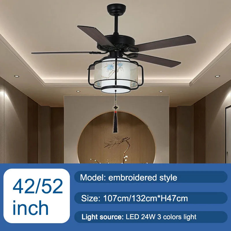 Afralia™ Retro Lantern Ceiling Fan Light Industrial Black Cooler Ventilator Lighting