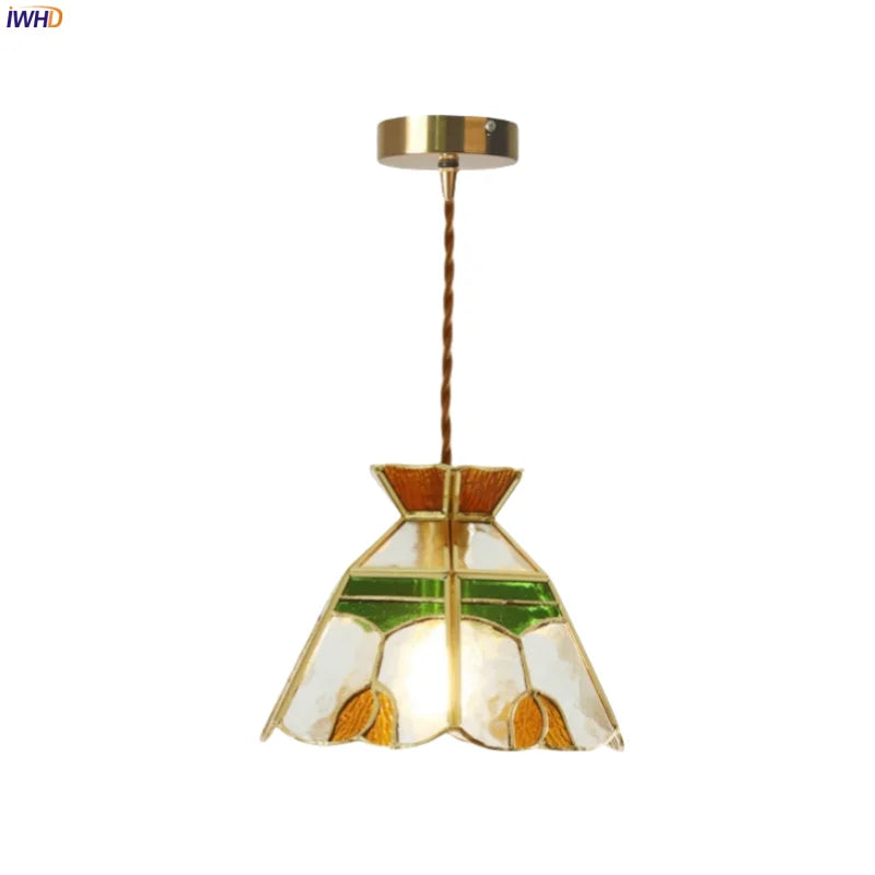 Afralia™ Tiffany Style Glass LED Pendant Light for Home Decor & Cafe Bar