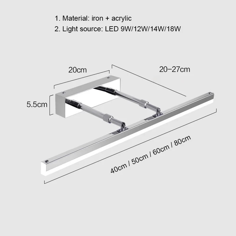 Afralia™ LED Mirror Light Wall Lamp, Modern Bathroom Lighting, 60cm 80cm