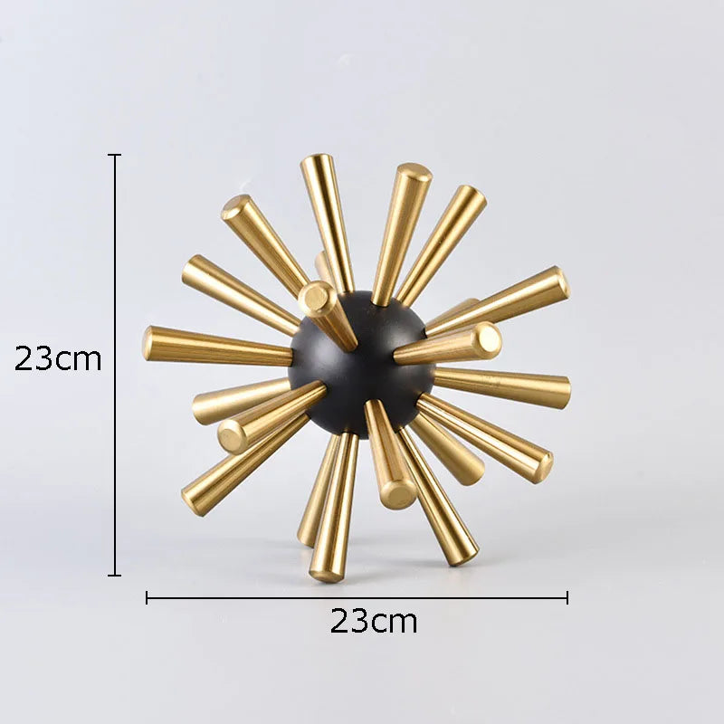 Afralia™ Sea Urchin Metal Sculpture Desk Ornament Modern Home Decor Artwork