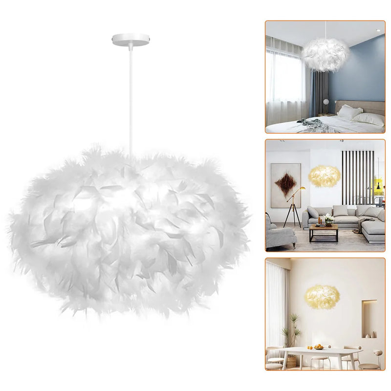 Afralia™ Feather Droplight LED Pendant Chandelier for Bedroom Study Room Decor