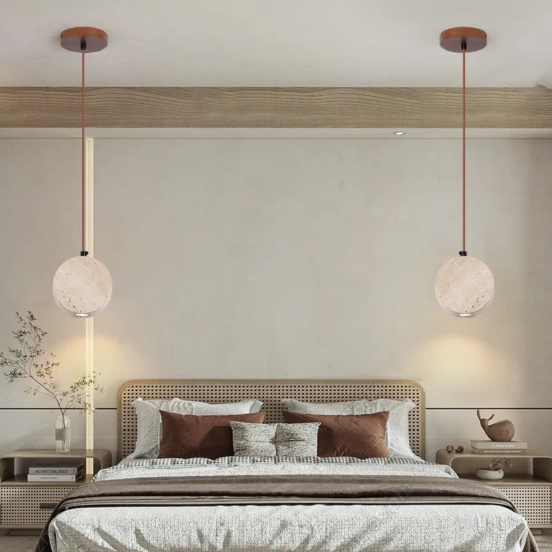 Afralia™ Stone Art Pendant Bell Chandelier - Retro Home Lighting Fixture