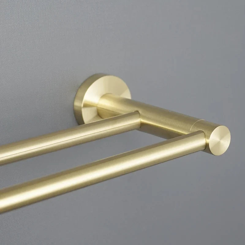 Afralia™ Brushed Gold Bathroom Hardware Set with Stainless Steel Towel Bar & Paper Holder