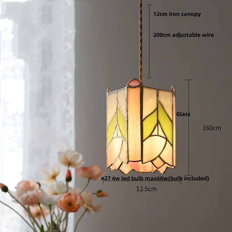 Afralia™ Tiffany Style Butterfly Glass Flower LED Pendant Lamp for Bedroom and Kitchen