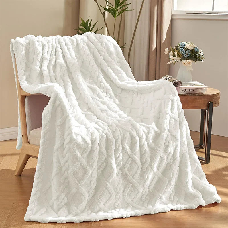Afralia™ Super Soft Furry Throw Blanket for Girls Women, Stylish Design, Cozy & Warm