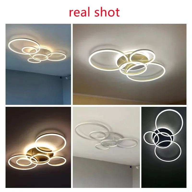 Afralia™ Nordic Ring Dimmable LED Ceiling Chandelier for Home Design Lighting