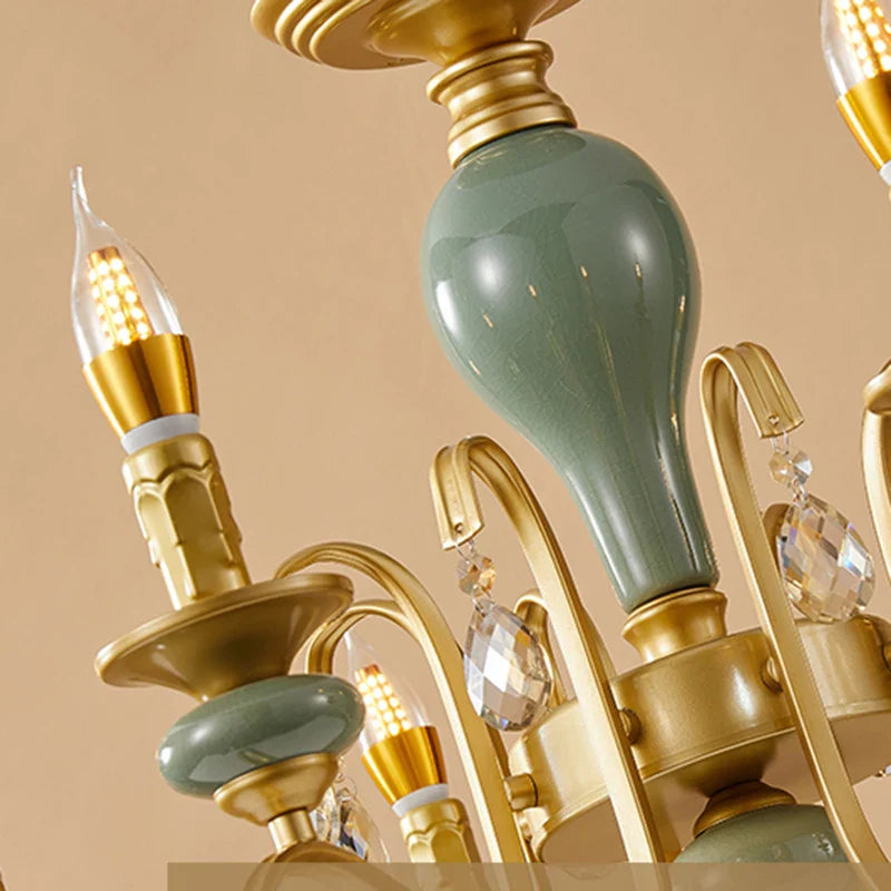 Afralia™ Mediterranean Ceramic Crystal Chandelier - Elegant Lighting Fixture