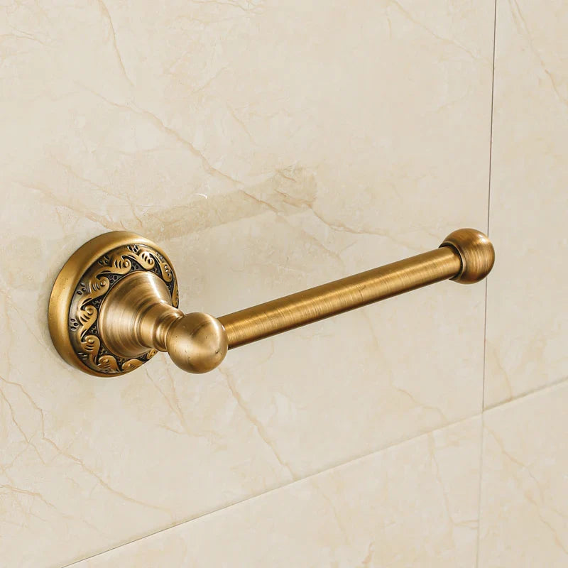 Afralia™ Bathroom Hardware Set: Antique Brass Wall Mounted Accessories for Toilet, Towel, and Robe