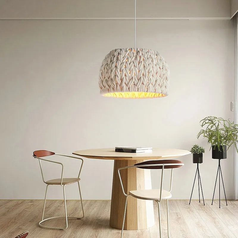 Afralia™ Hand-Woven Rope Chandelier E27 LED Light Fixture for Dining Room & Study