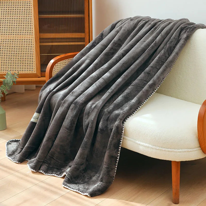 Afralia™ Double-Layer Warm Blanket: Flannel & Lamb Wool Sofa Blanket