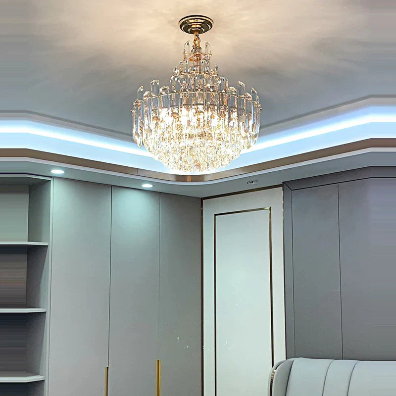 Afralia™ Modern Luxury Crystal Chandelier for Duplex Living Room, Dinning Decor Suspended Light