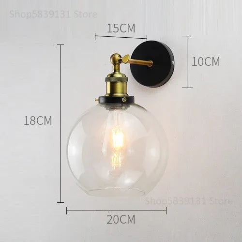 Afralia™ Vintage Metal Glass LED Wall Lamps Retro Industrial Living Room Bedroom Light Fixtures