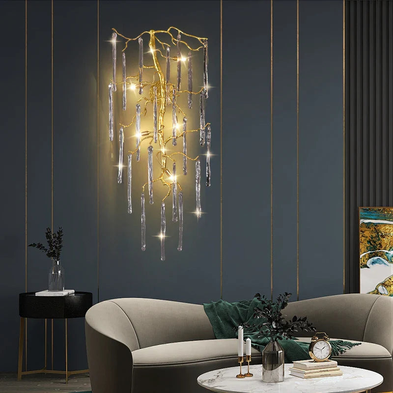 Afralia™ Modern Crystal Ice Bar Wall Lamp for Living Room Bedroom - High-grade Artpiece