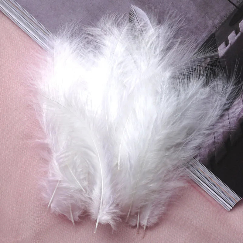 Afralia™ Woolly Hairs Turkey Feather Pheasant White Colorful Feathers for Crafts.