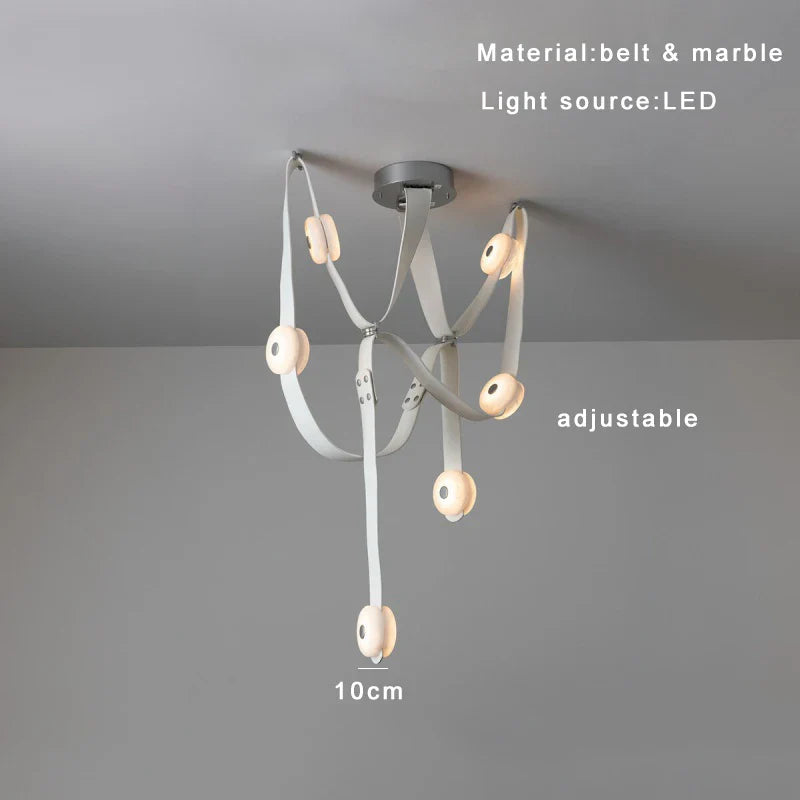 Afralia™ Leather Marble Ceiling Pendant Lights - Adjustable Hanging Lamp for Dining Room & Bedroom