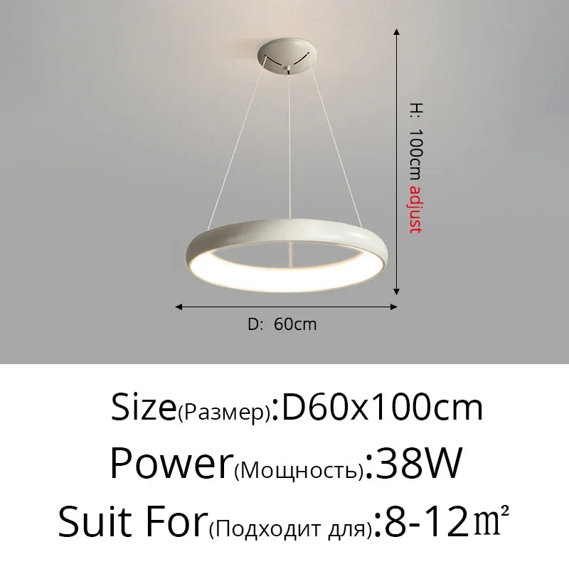 Afralia™ Modern Circular LED Chandelier for Interior Decor with Remote Control - Black/White