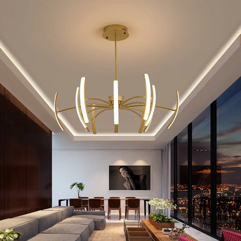 Afralia™ Modern Adjustable LED Ceiling Chandelier - Gold/Black/White for Home Decor