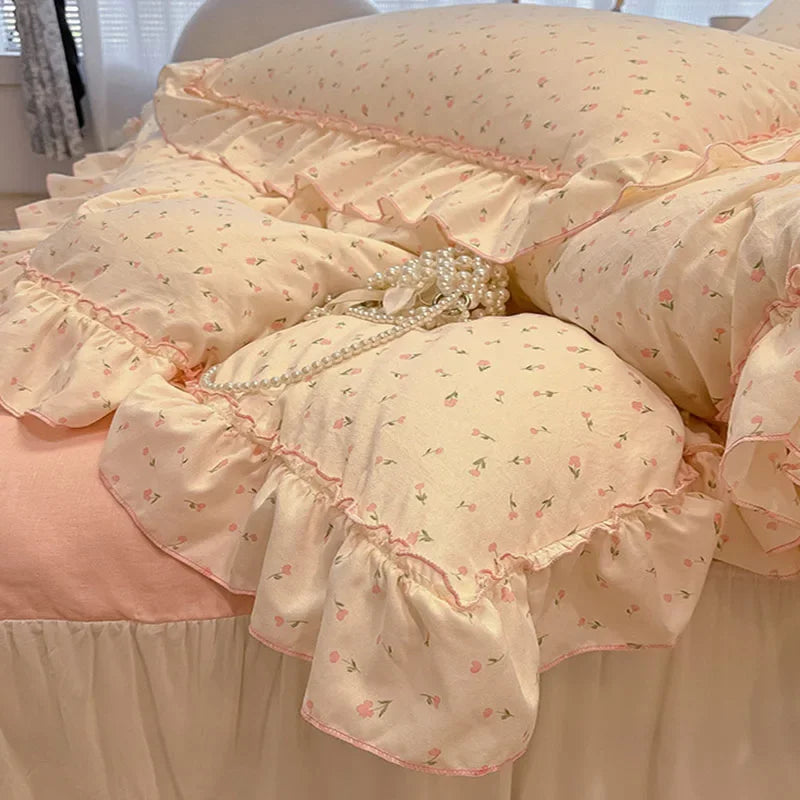 Afralia™ Floral Bed Skirt Set in Skin-Friendly Cotton for Comfy Sleep Quality