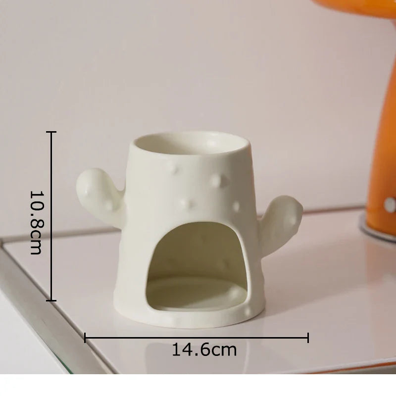 Afralia™ Ceramic Cactus Incense Burner and Aromatherapy Tray