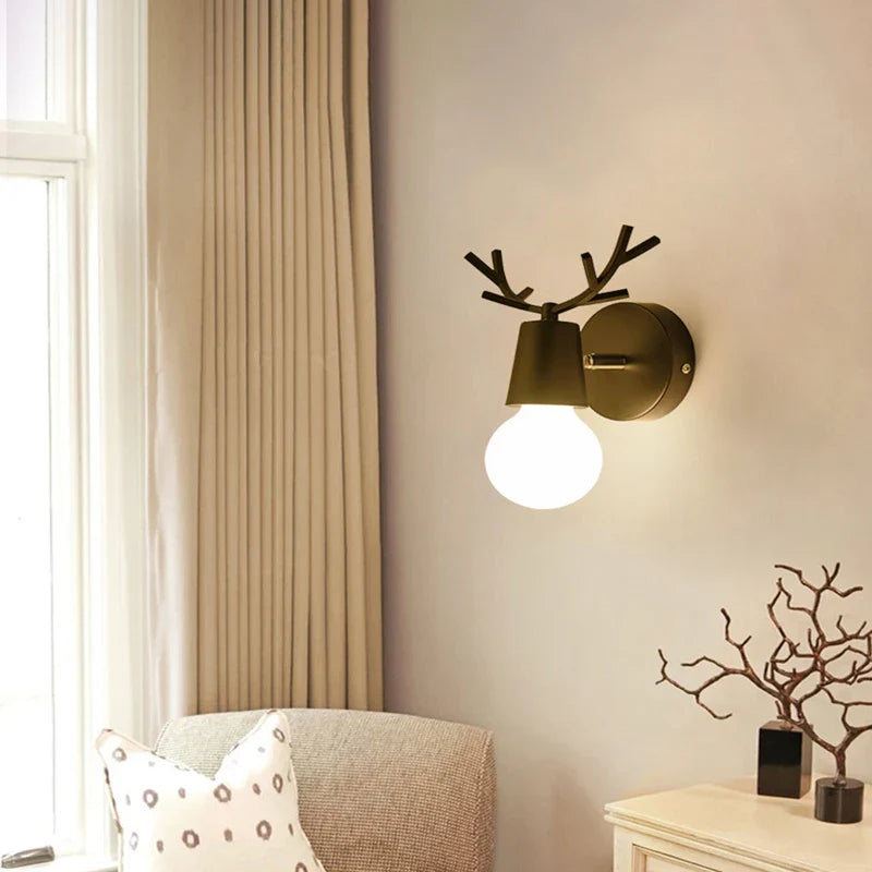 Afralia™ Nordic Deer Head LED Wall Lamp - Modern Minimalist Bedroom Lighting