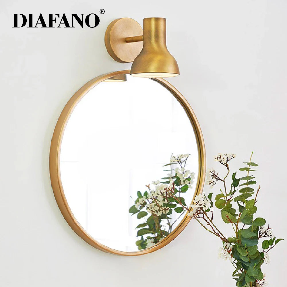 Afralia™ Gold Iron Vintage Wall Lamp, Modern American Style, LED Mirror Light E27