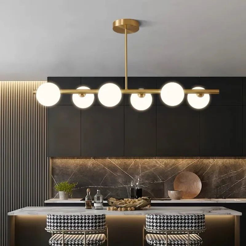 Afralia™ Gold Glass Ball LED Pendant Light for Kitchen Dining Room Lighting