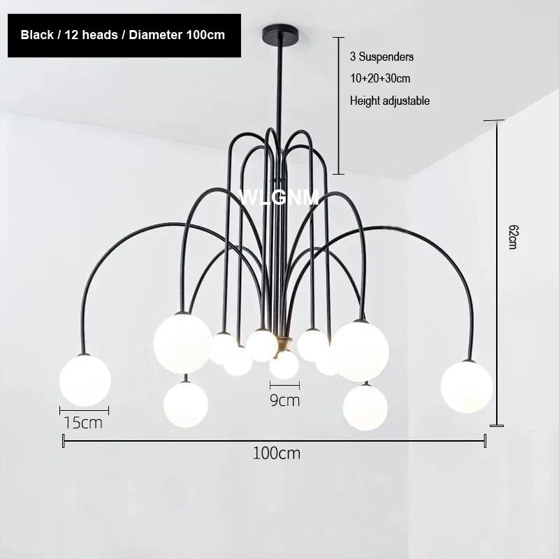 Afralia™ Glass Ball Chandelier: Modern Living Room Dining Kitchen Ceiling Light Fixtures