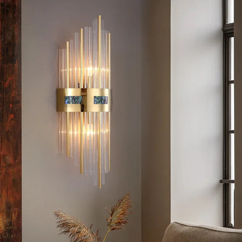 Afralia™ Crystal LED Wall Lamp for Dining Living Room Restroom Stair Bedside Luxury Sconce