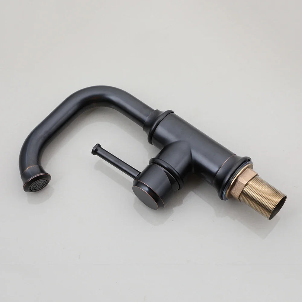 Afralia™ Special Shape Bathroom Faucet Black Finish Single Handle Hot Cold Mixer Taps
